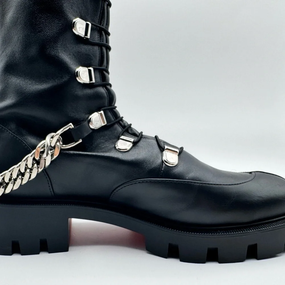 Christian Louboutin Our Georges Calf Flat Ankle Combat Moto Biker Boots Sz 36 - Picture 6 of 9